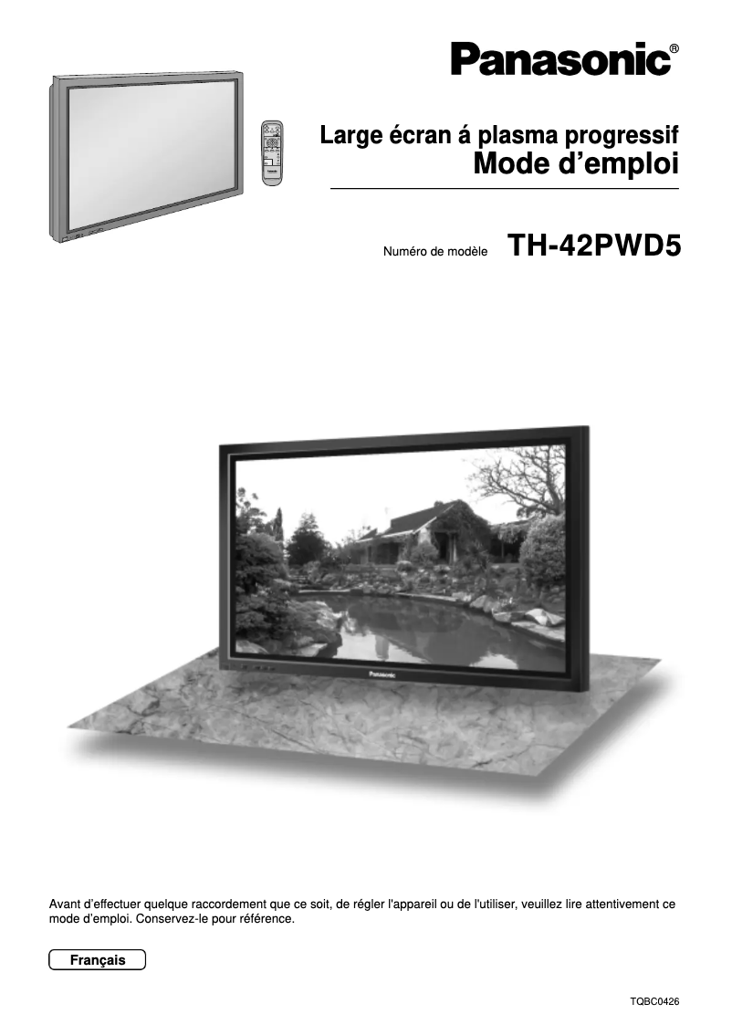 Page 1 de la notice Manuel utilisateur Panasonic TH-42PWD5RY
