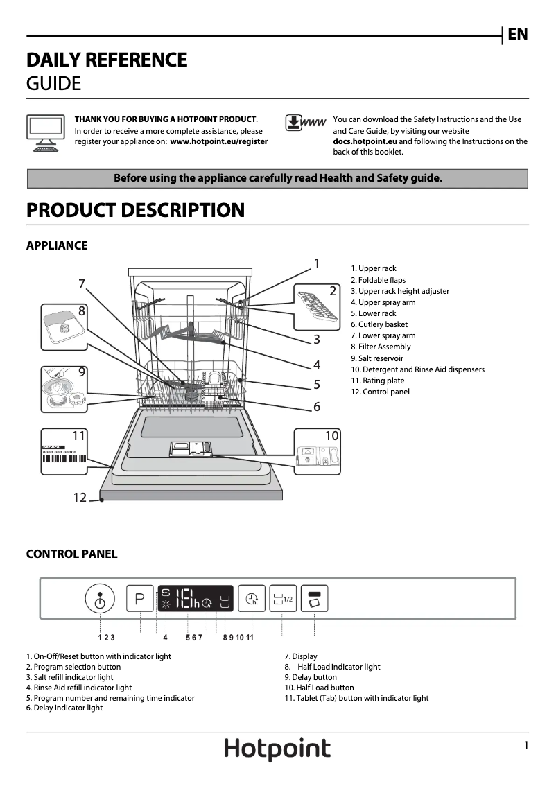 Page 1 de la notice Manuel utilisateur Hotpoint HIC 3B+26 UK