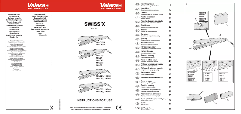 Page n°1 - Manuel utilisateur Valera SwissX Ideal