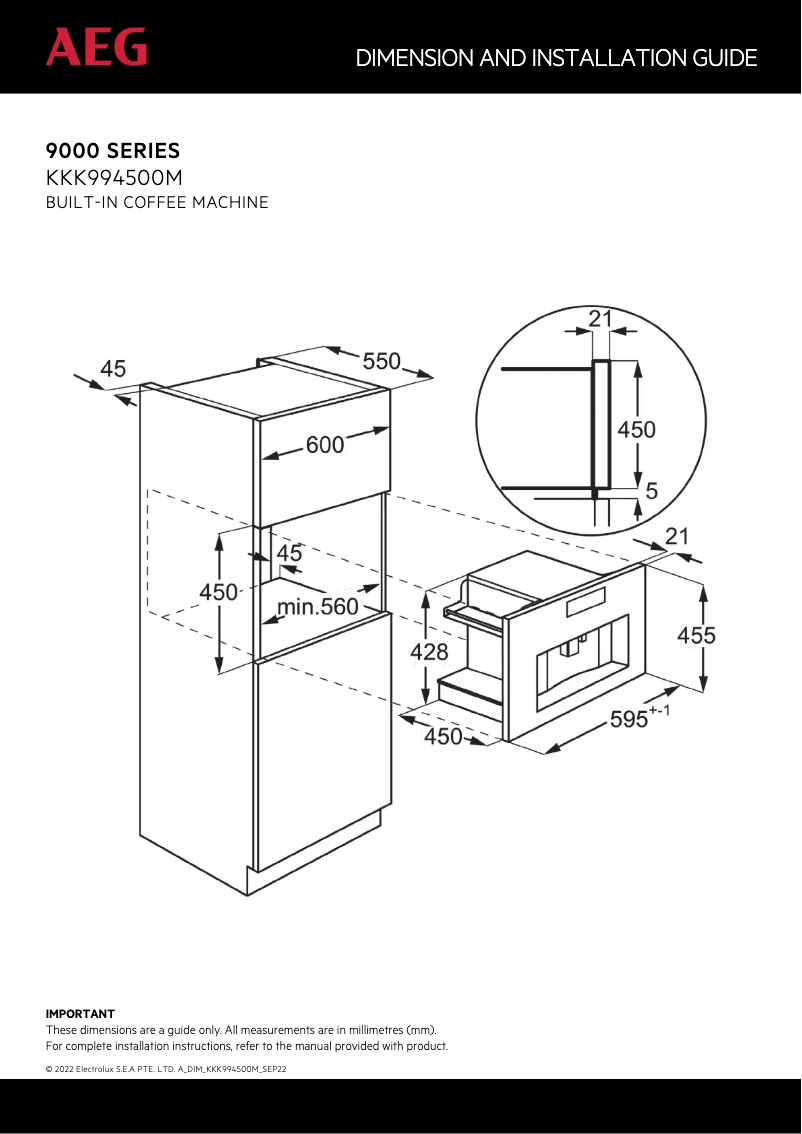 Página 1 del manual Dibujo técnico AEG KKK994500M