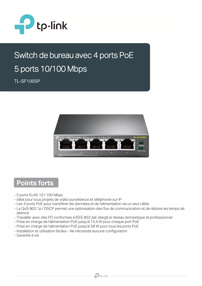 Page n°1 - Guide d'installation TP-Link TL-SF1005P