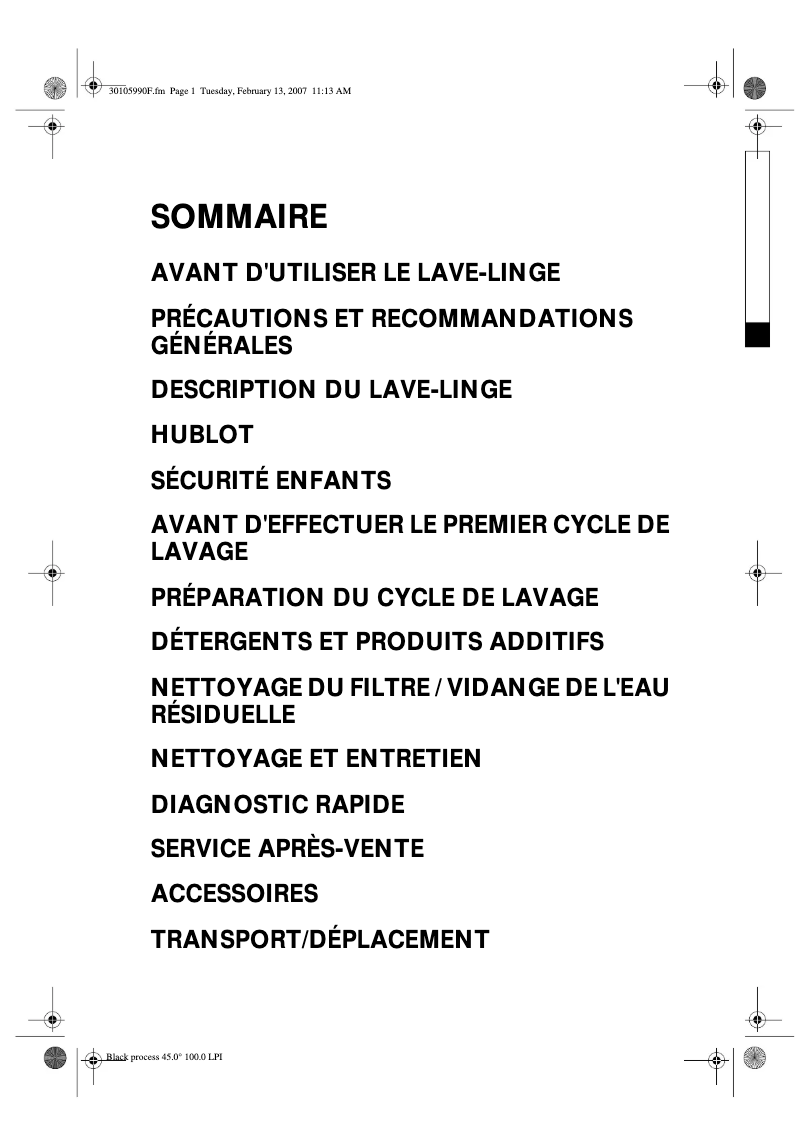 Page 1 de la notice Manuel utilisateur Whirlpool AWO-D 1366