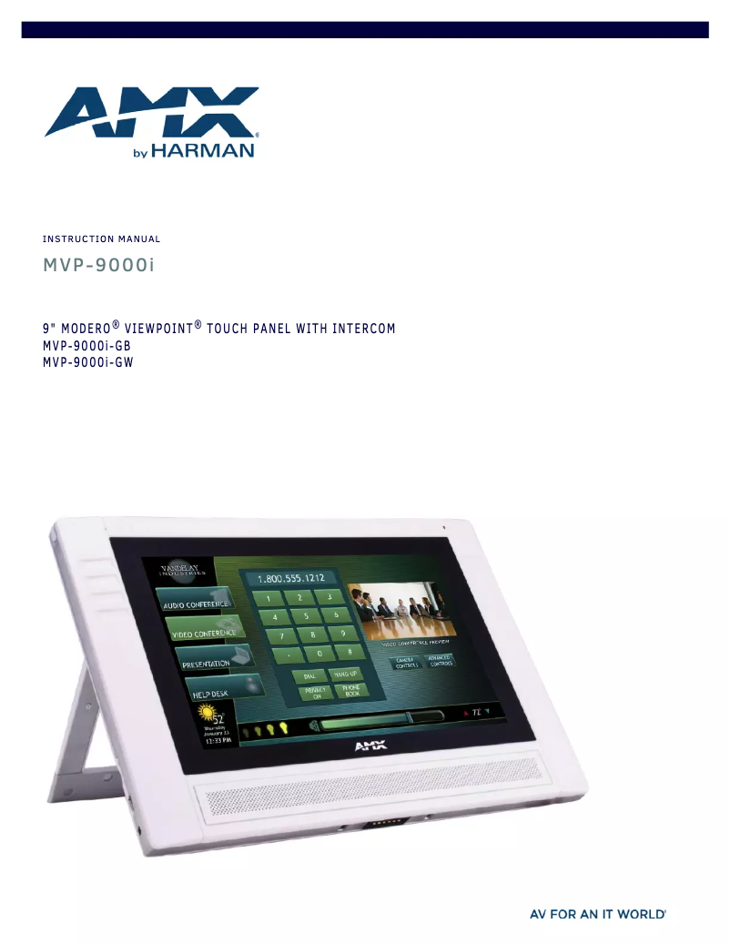 Page n°1 - Manuel utilisateur AMX MVP-9000i