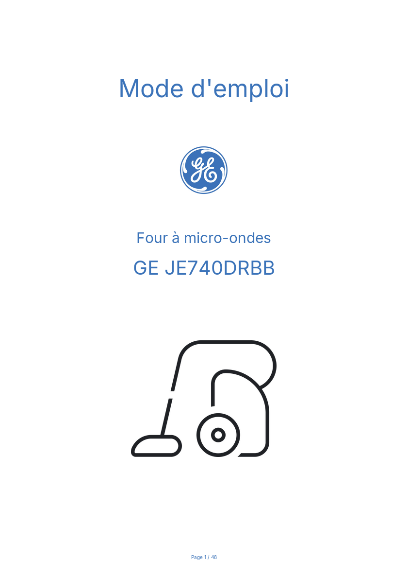 Page n°1 - Mode d'emploi GE JE740DRBB