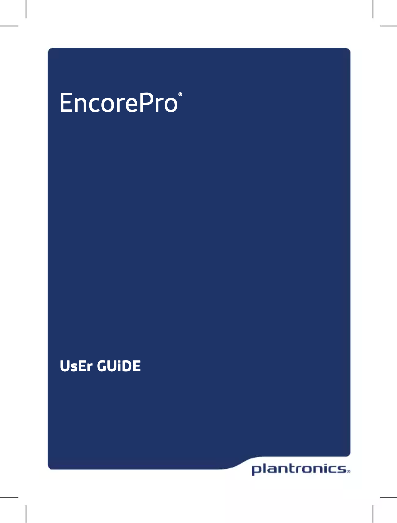Page n°1 - Manuel utilisateur Plantronics EncorPro