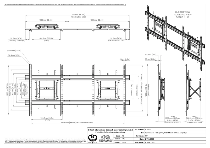 Page 1 de la notice Manuel utilisateur B-Tech BT9922