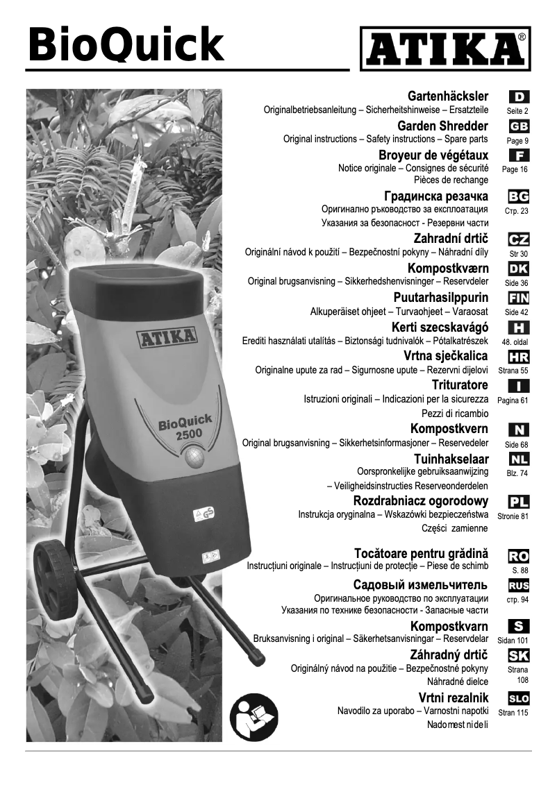 Page 1 de la notice Manuel utilisateur ATIKA BioQuick 2500