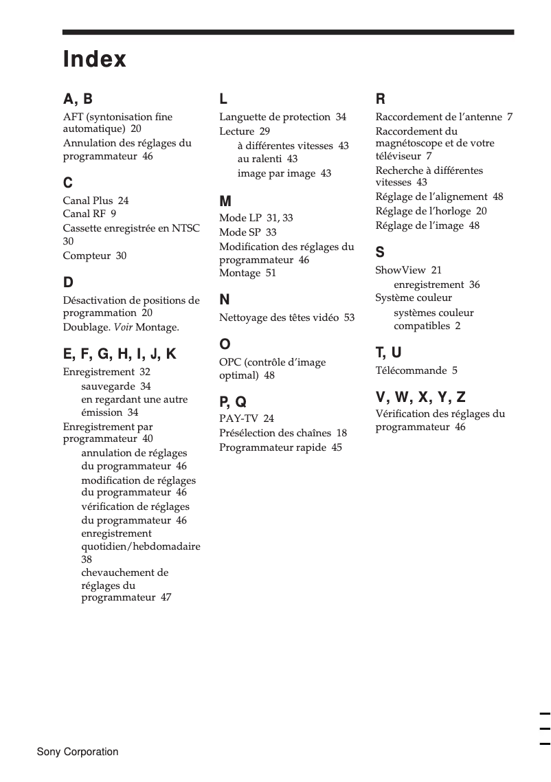 Page 1 de la notice Manuel utilisateur Sony SLV-E430B