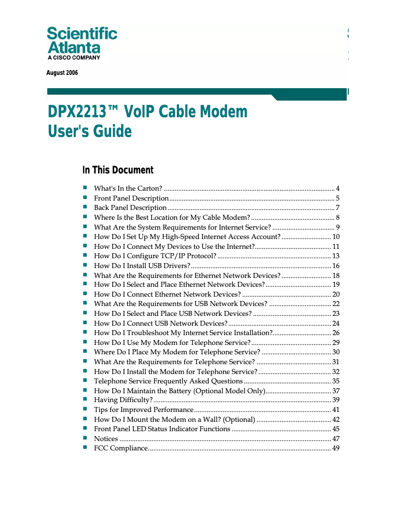 Page 1 de la notice Manuel utilisateur Cisco DPX2213