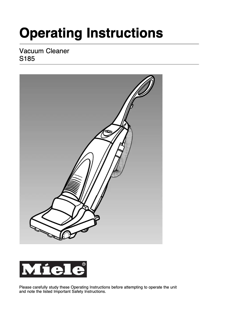 Page 1 of the manual User Manual Miele S 185