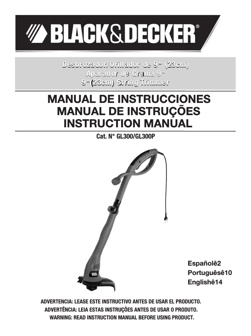 Page 1 de la notice Manuel utilisateur Black & Decker GL300T