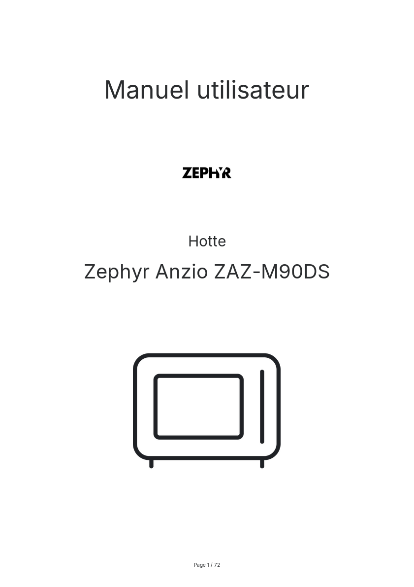 Page n°1 - Manuel utilisateur Zephyr Anzio ZAZ-M90DS