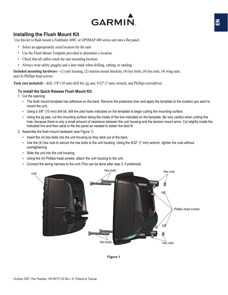 Page 1 de la notice Guide d'installation Garmin FishFinder 400C WW