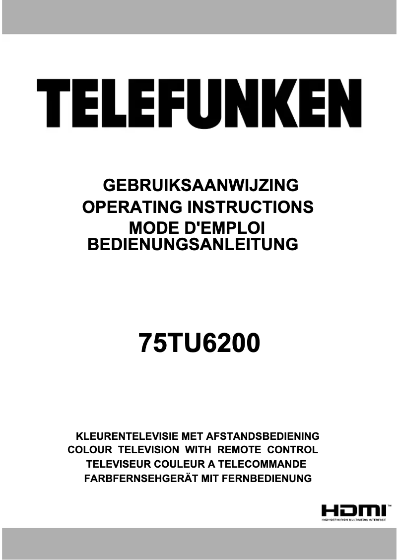 Page n°1 - Manuel utilisateur Telefunken 75TU6200
