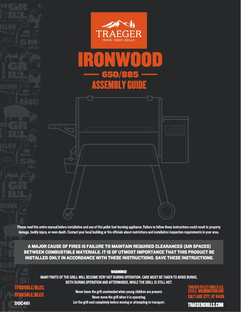 Page 1 de la notice Instructions / montage Traeger Ironwood 650