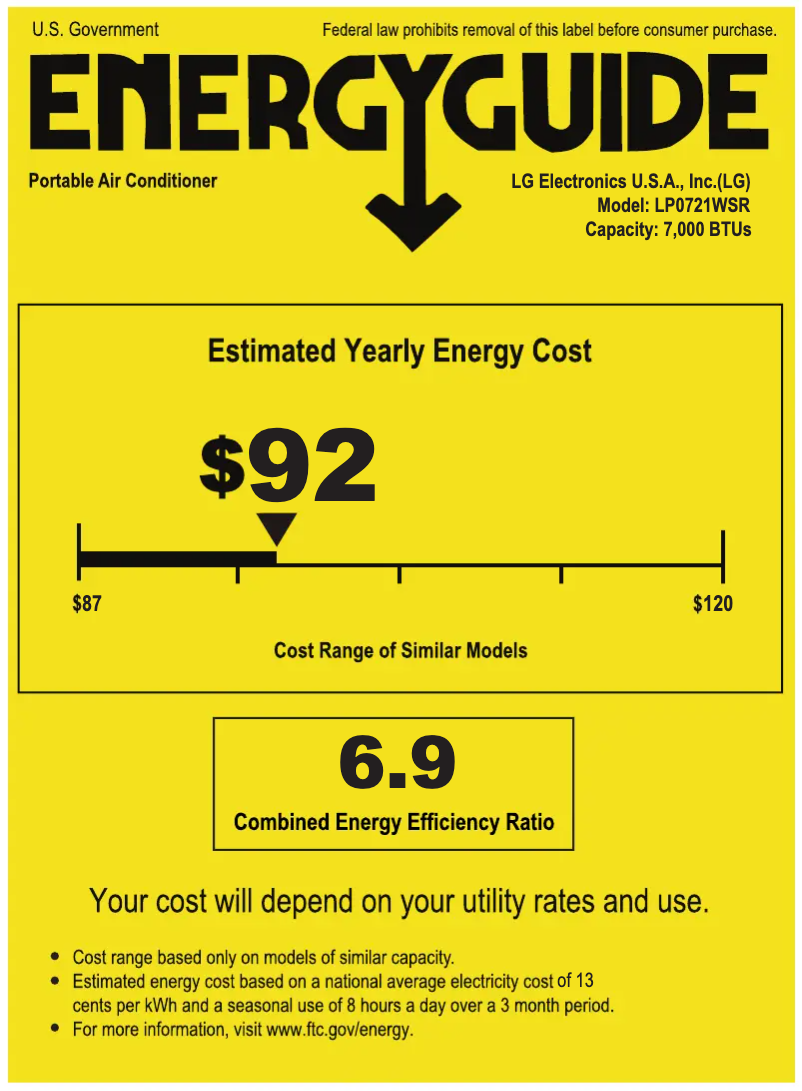 Page 1 of the manual Energy Label LG LP0721WSR