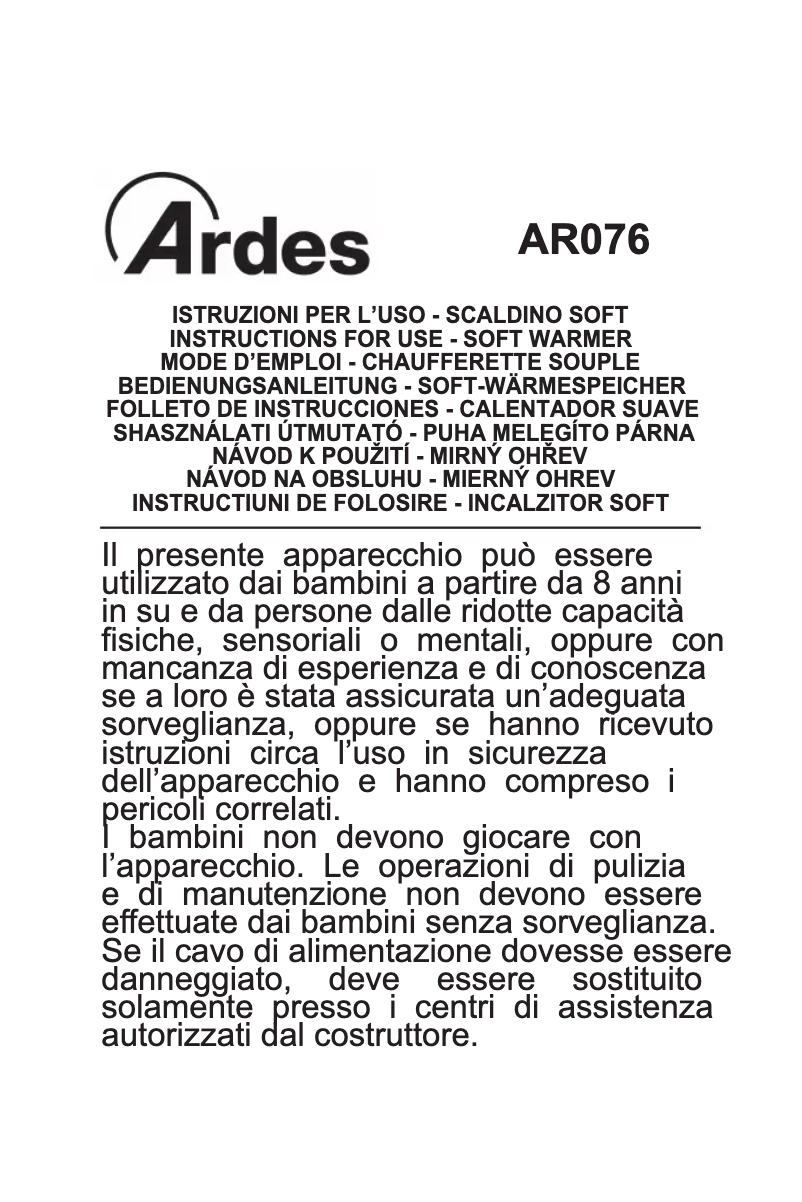 Page 1 de la notice Manuel utilisateur Ardes AR076