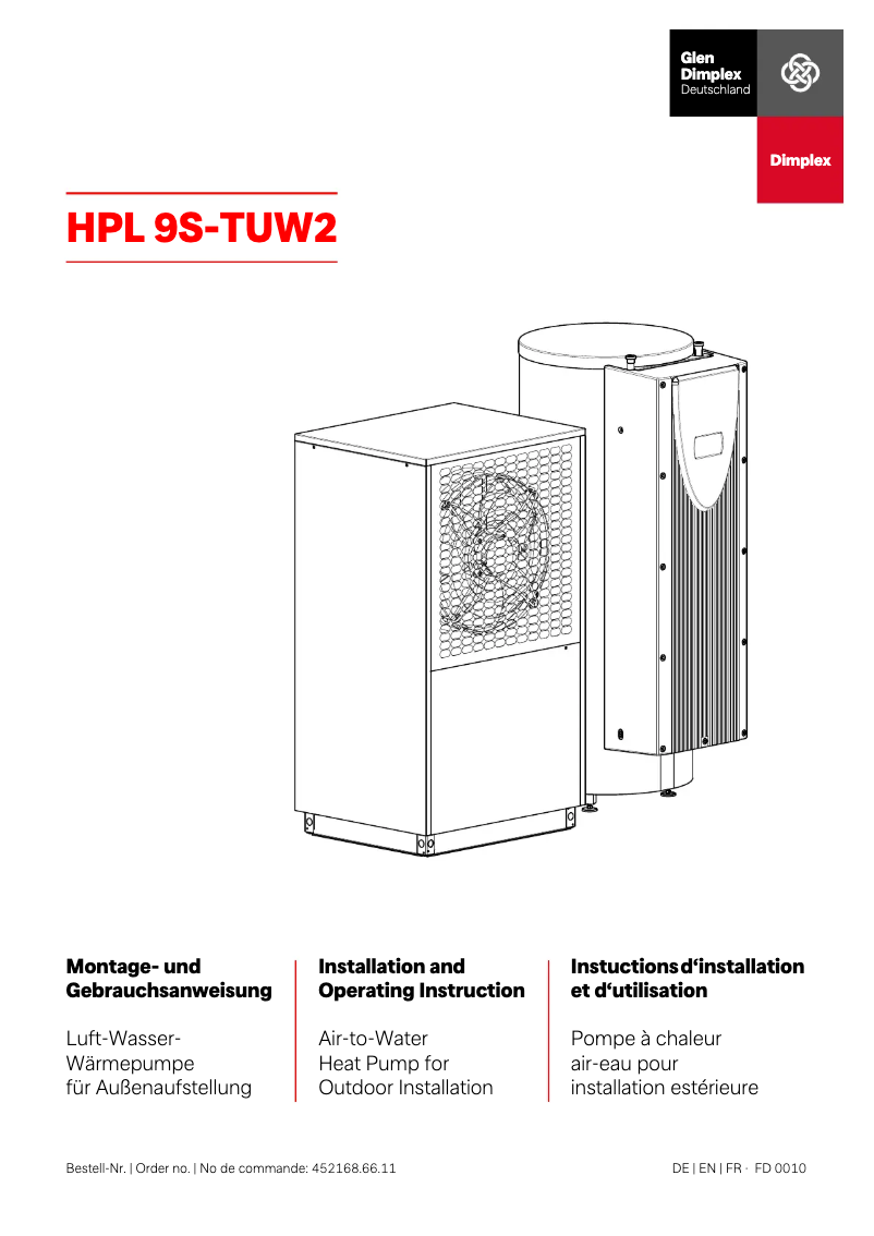 Page 1 de la notice Manuel utilisateur Dimplex HPL 9S-TUW2
