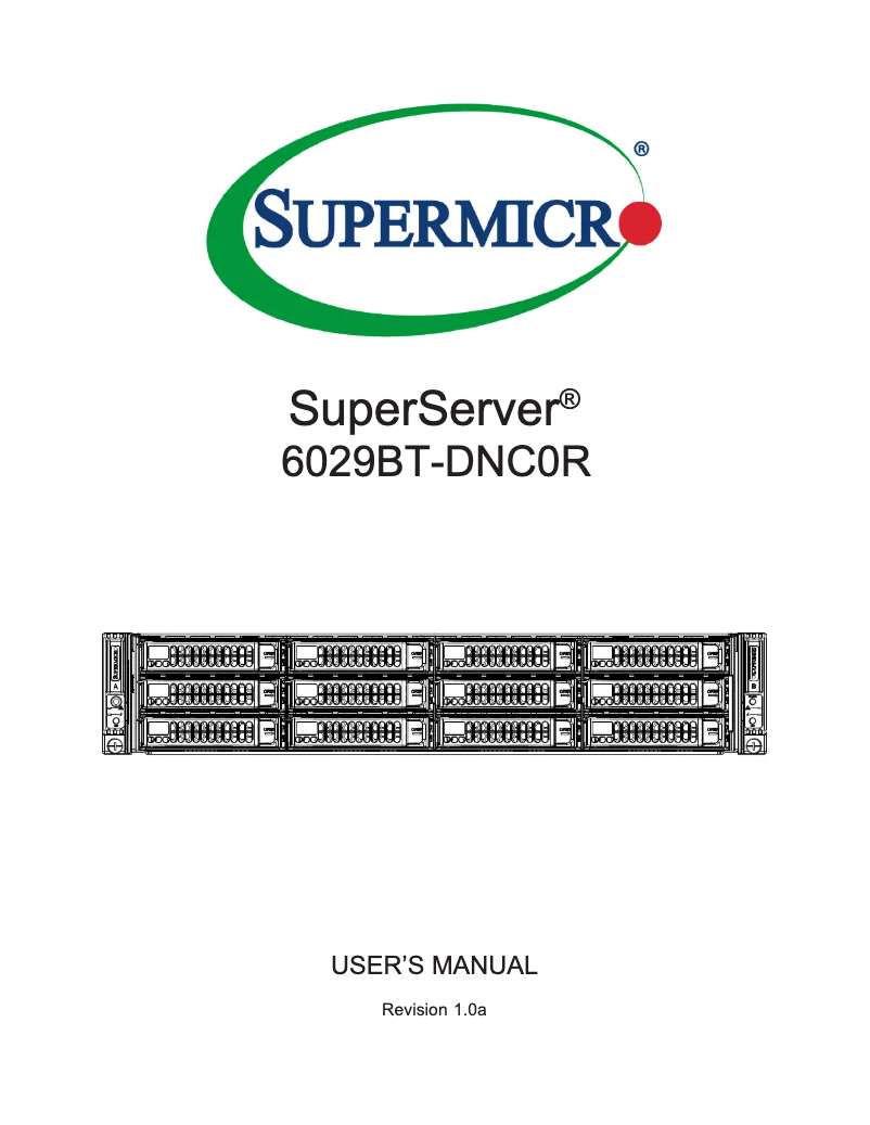 Image de la première page du manuel de l'appareil SuperServer 6029BT-DNC0R