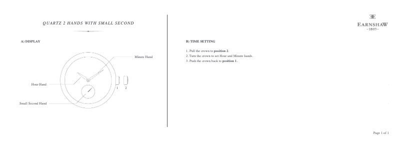 Page n°1 - Manuel utilisateur Earnshaw Lady Australis ES-8098-03