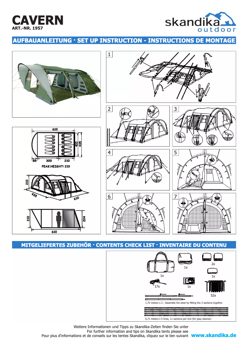 Page n°1 - Manuel utilisateur Skandika Cavern