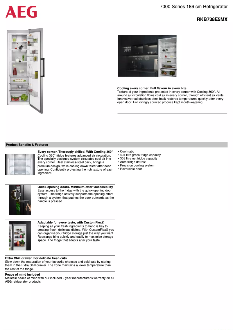 Page 1 de la notice Fiche technique AEG RKB738E5MX