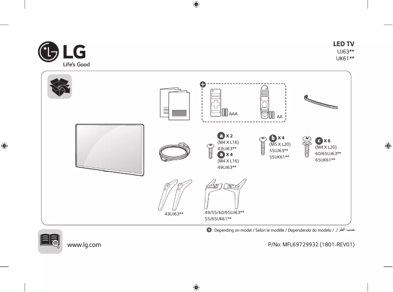 Page n°1 - Manuel utilisateur LG 65UK6100PTA