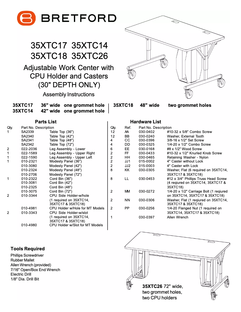 Page n°1 - Manuel utilisateur Bretford 35XTC14-GMQ