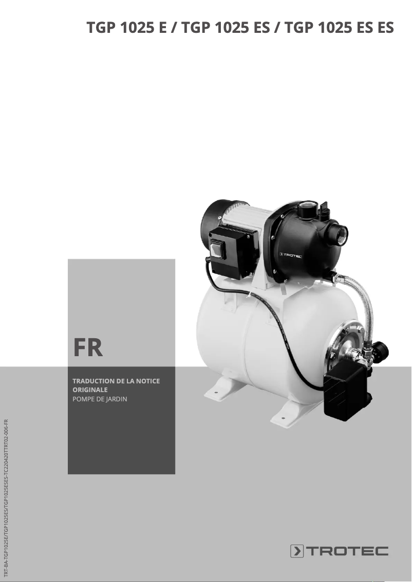 Page 1 de la notice Manuel utilisateur Trotec TGP 1025 ES