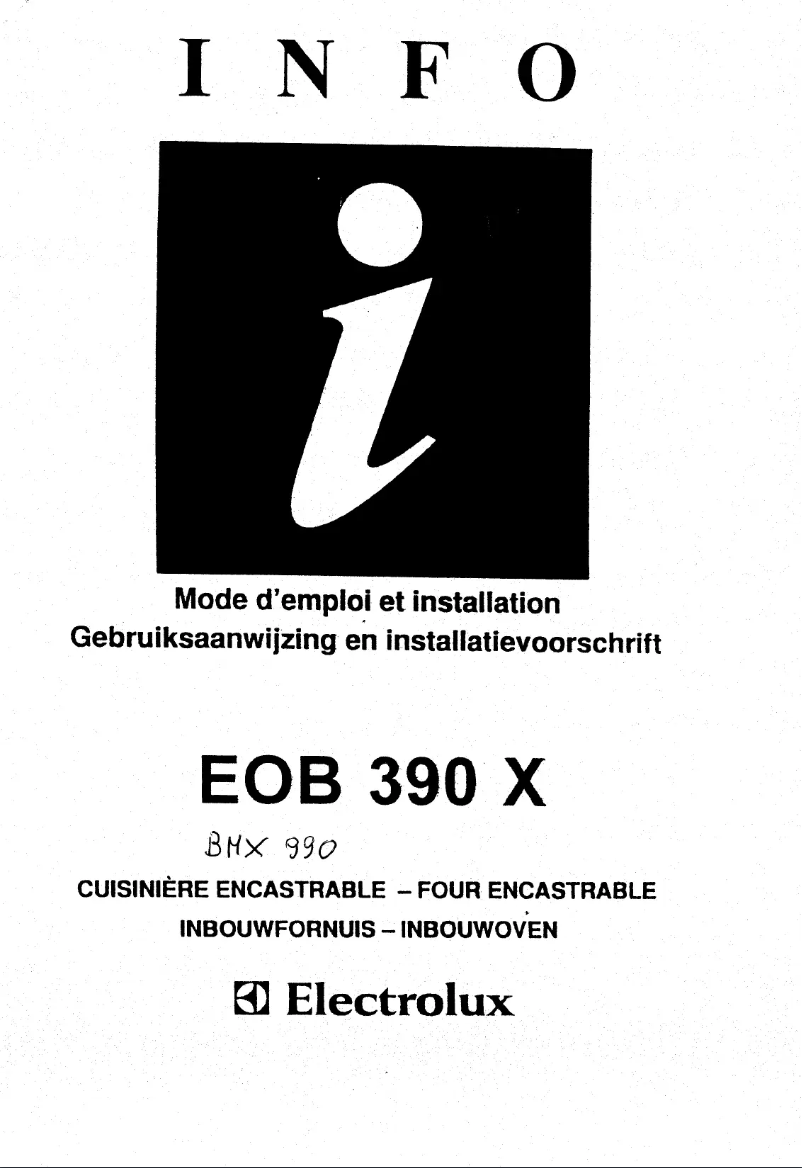 Page n°1 - Manuel utilisateur Electrolux EOB390X