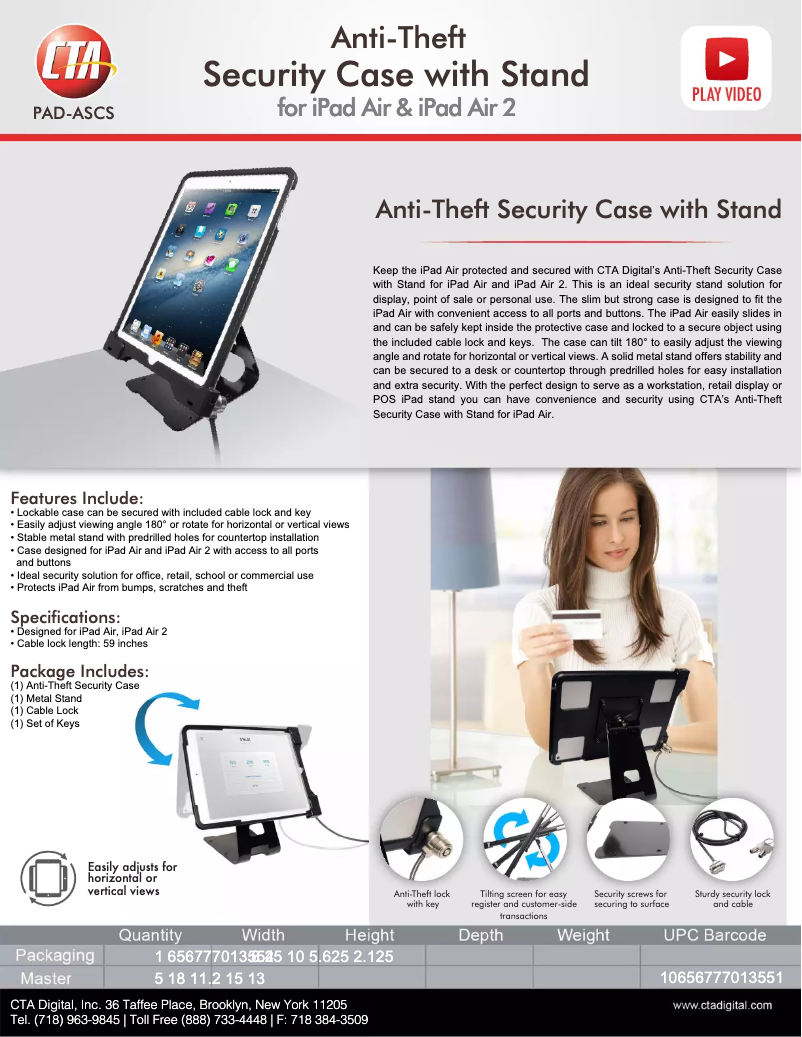 Page 1 de la notice Manuel utilisateur CTA Digital PAD-ASCS