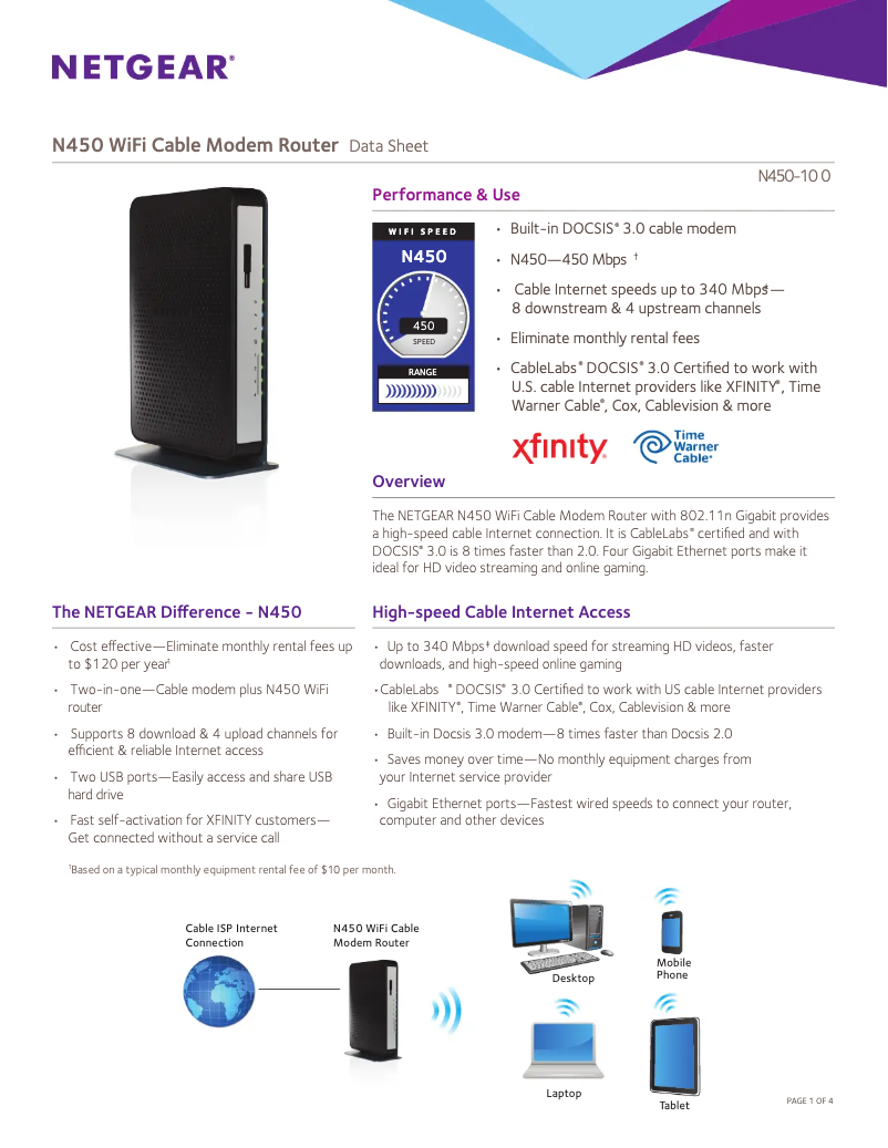 Page 1 de la notice Fiche technique Netgear CG3000Dv2