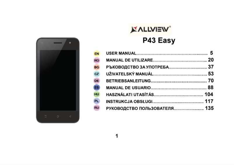 Page 1 de la notice Manuel utilisateur Allview P43 Easy