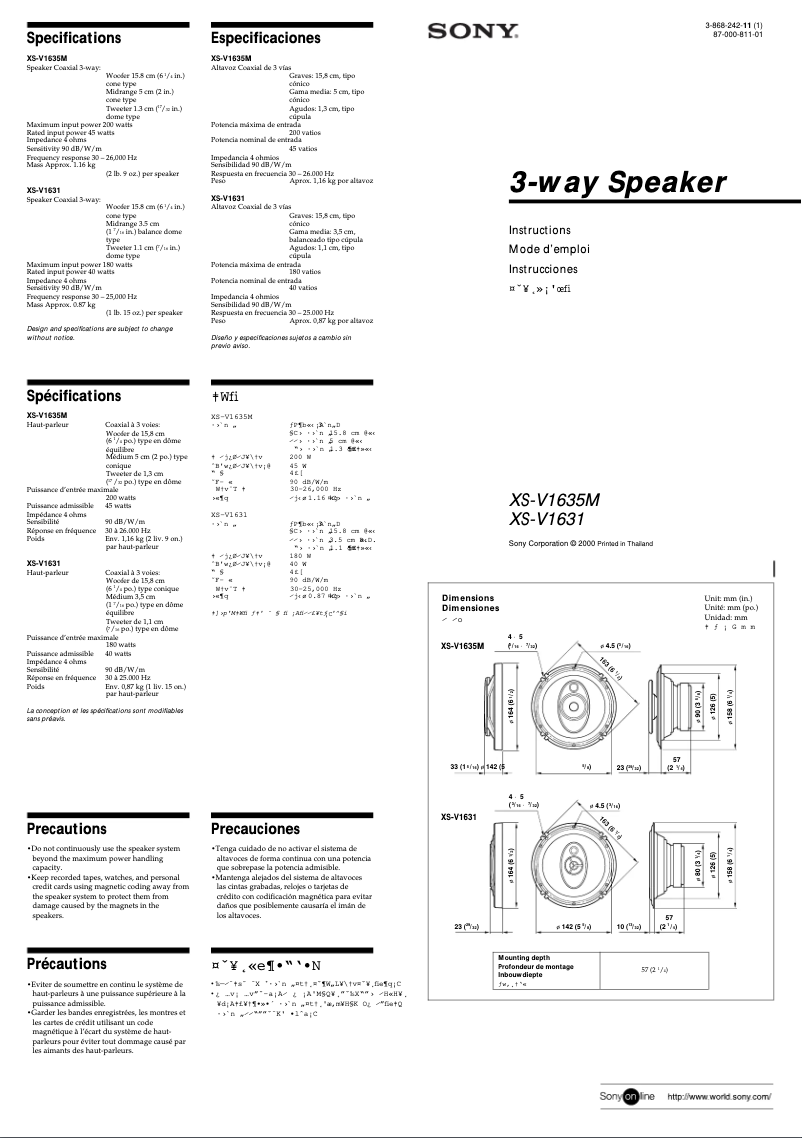 Image de la première page du manuel de l'appareil XS-V1631
