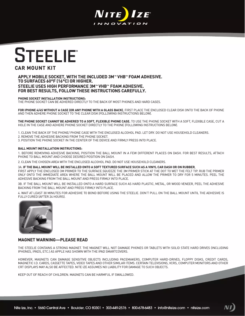 Page 1 de la notice Manuel utilisateur Nite Ize NI-STCK-11-R8