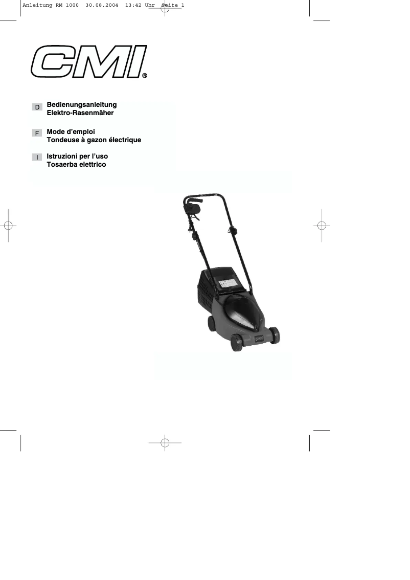 Image de la première page du manuel de l'appareil RM 1000