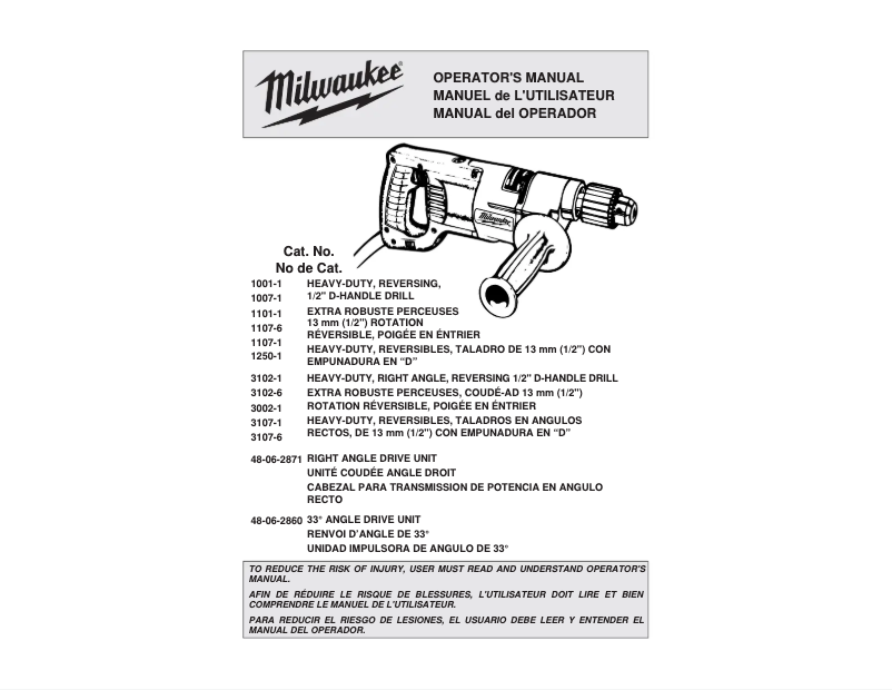 Page n°1 - Manuel utilisateur Milwaukee 3102-6