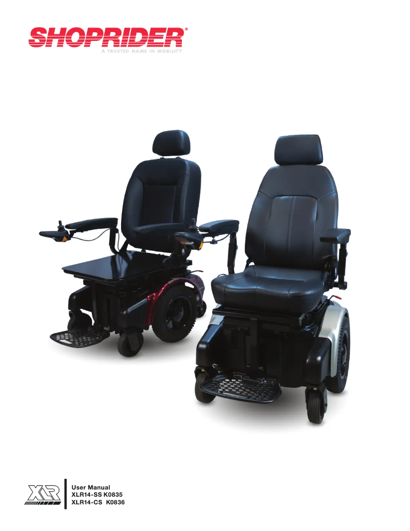 Page 1 de la notice Manuel utilisateur Shoprider XLR14-CS