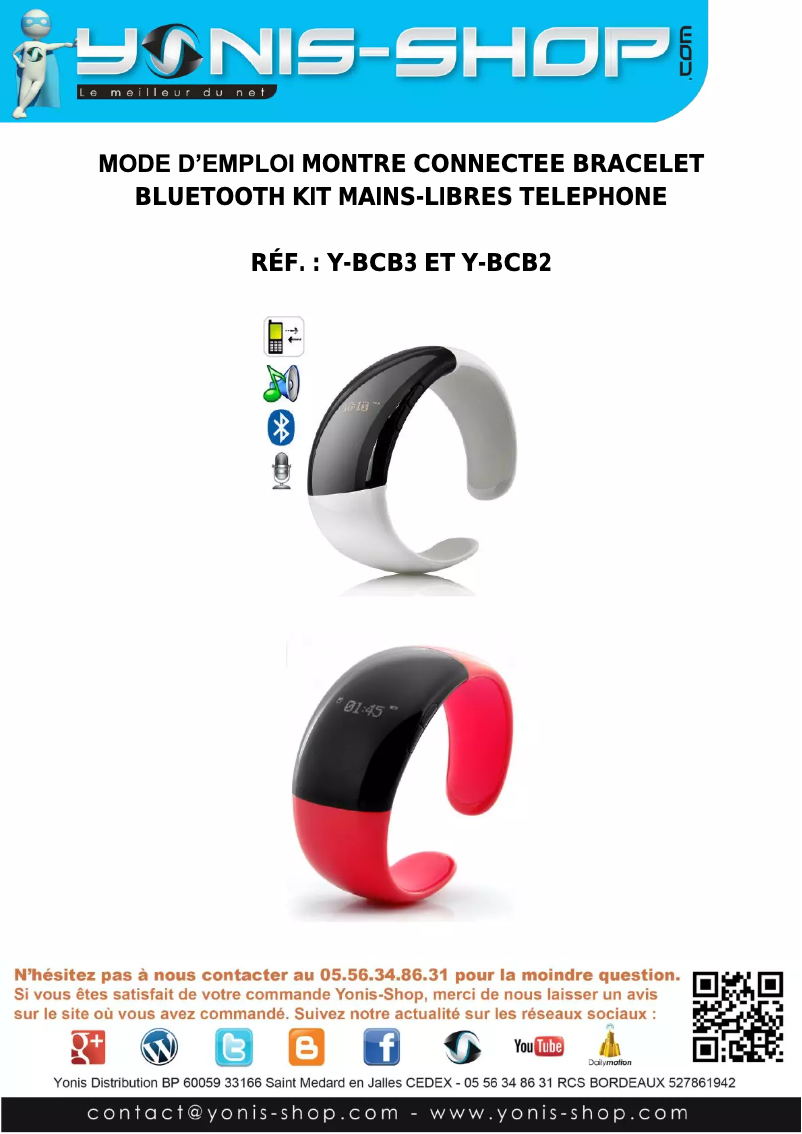 Page n°1 - Manuel utilisateur Yonis Y-BCB3