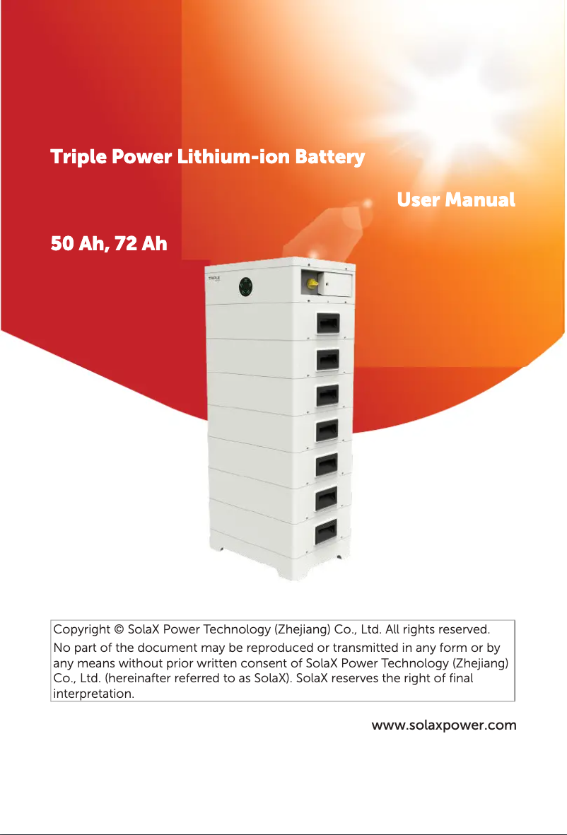 Page 1 de la notice Manuel utilisateur SolaX Power T-BAT HS18.0