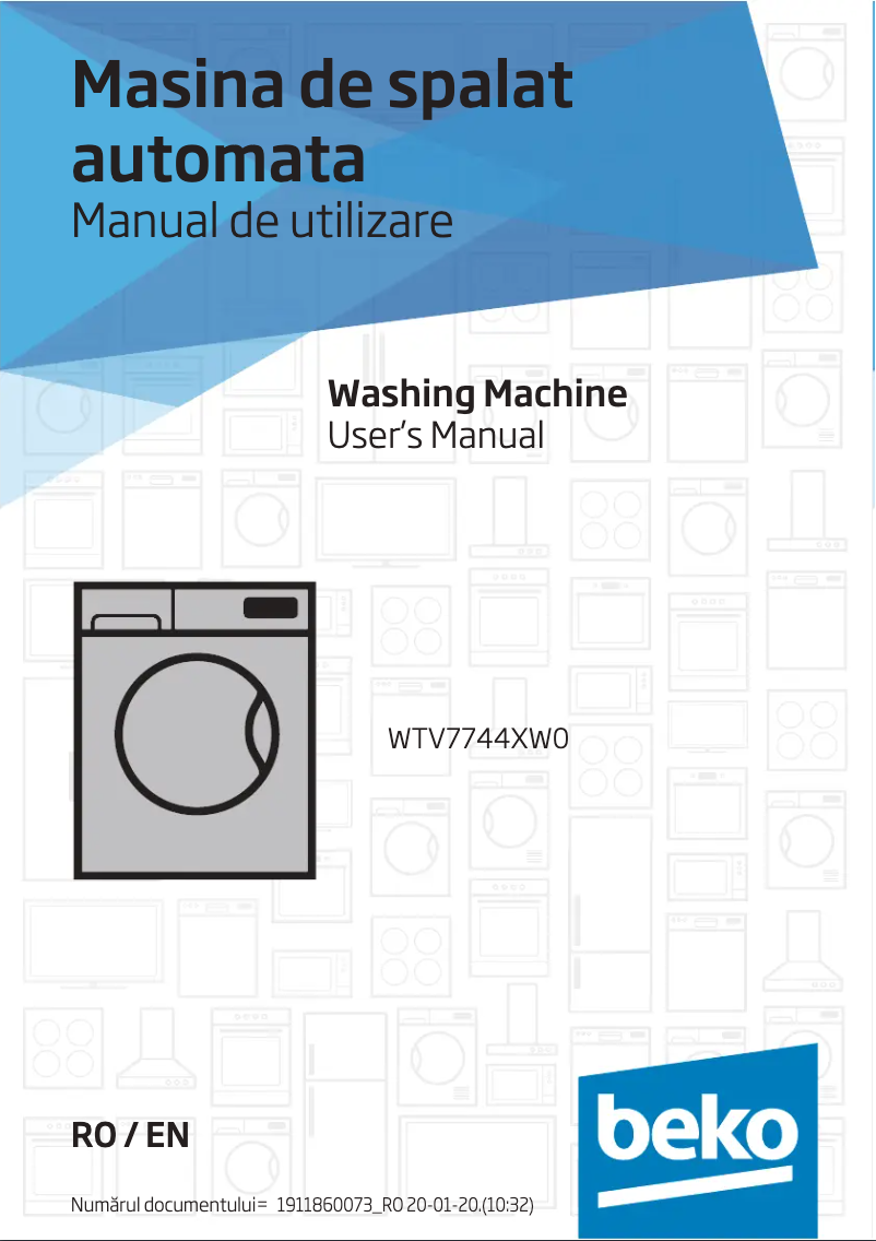 Page 1 de la notice Manuel utilisateur Beko WTV7744XW0