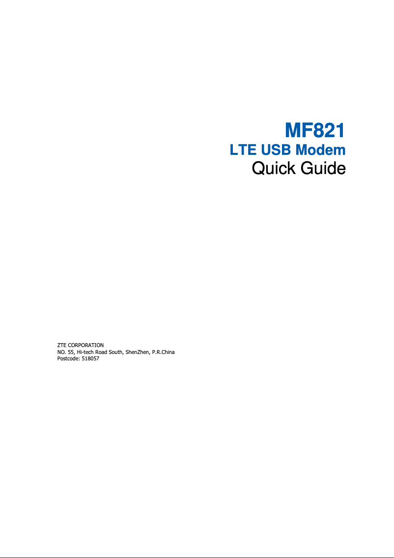Page n°1 - Manuel utilisateur ZTE MF821