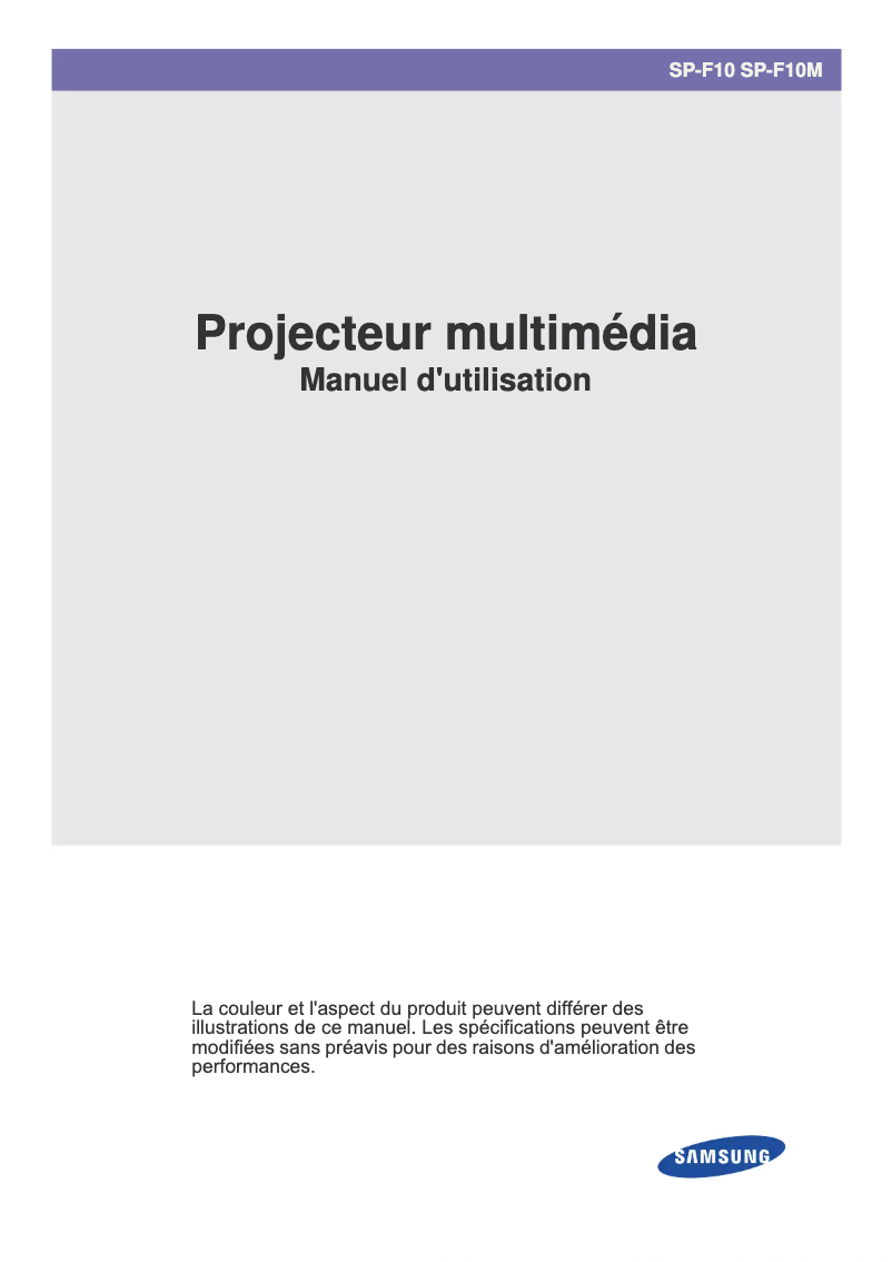 Page n°1 - Manuel utilisateur Samsung SP-F10