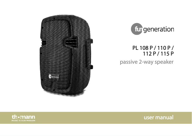 Page 1 de la notice Manuel utilisateur Fun Generation PL 112 P