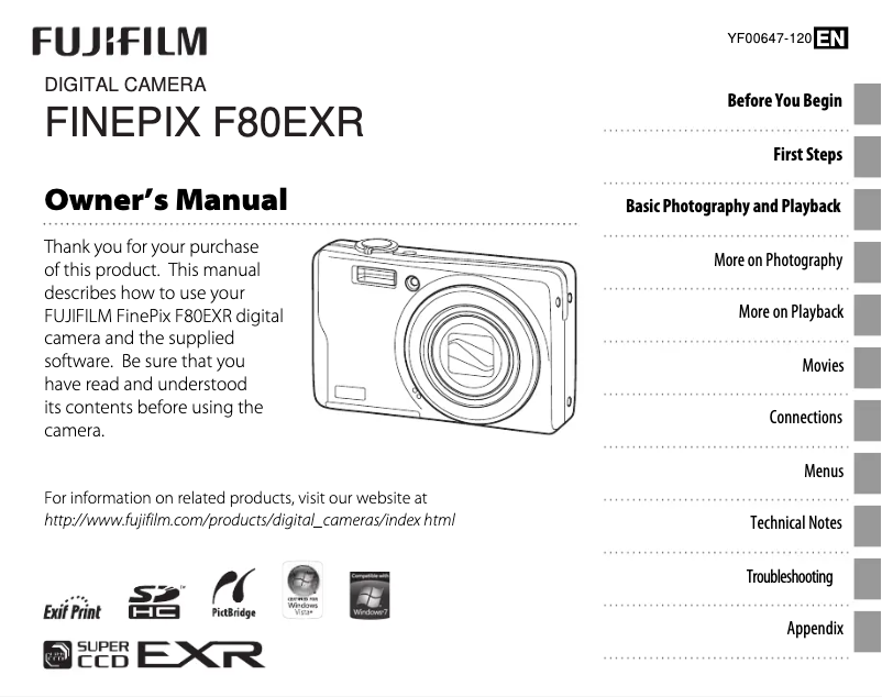 Page n°1 - Manuel utilisateur Fujifilm FinePix F85EXR