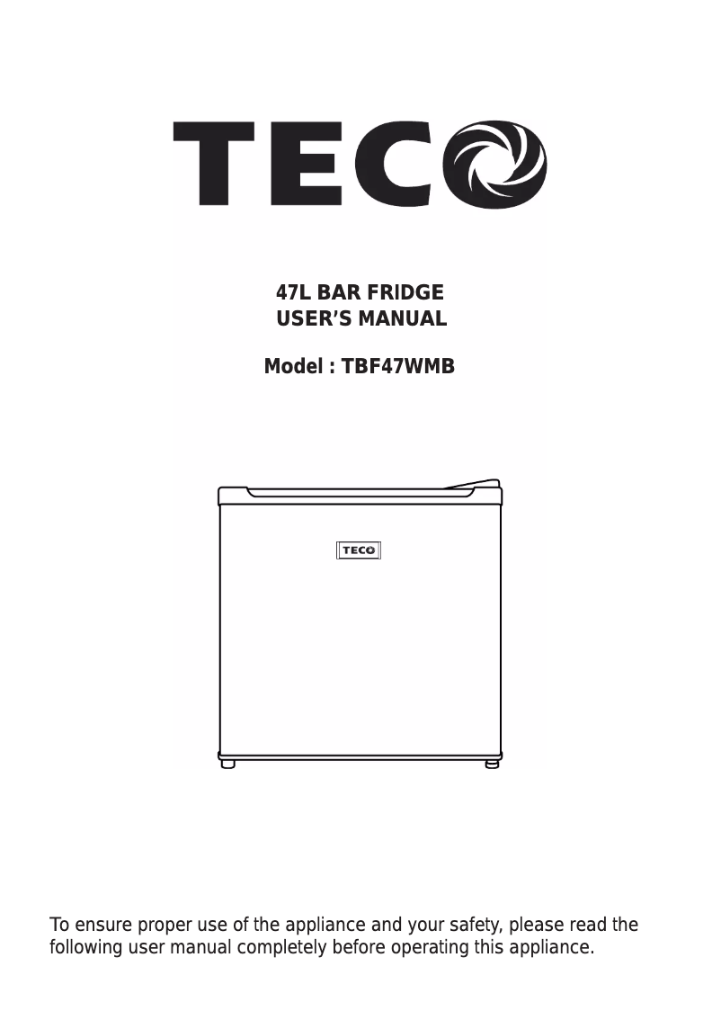 Page 1 de la notice Manuel utilisateur Teco TBF47WMB