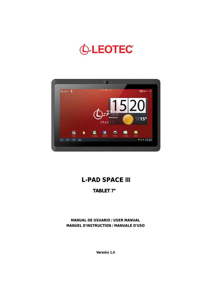 Page 1 de la notice Manuel utilisateur Leotec L-Pad Space III LE-TAB703