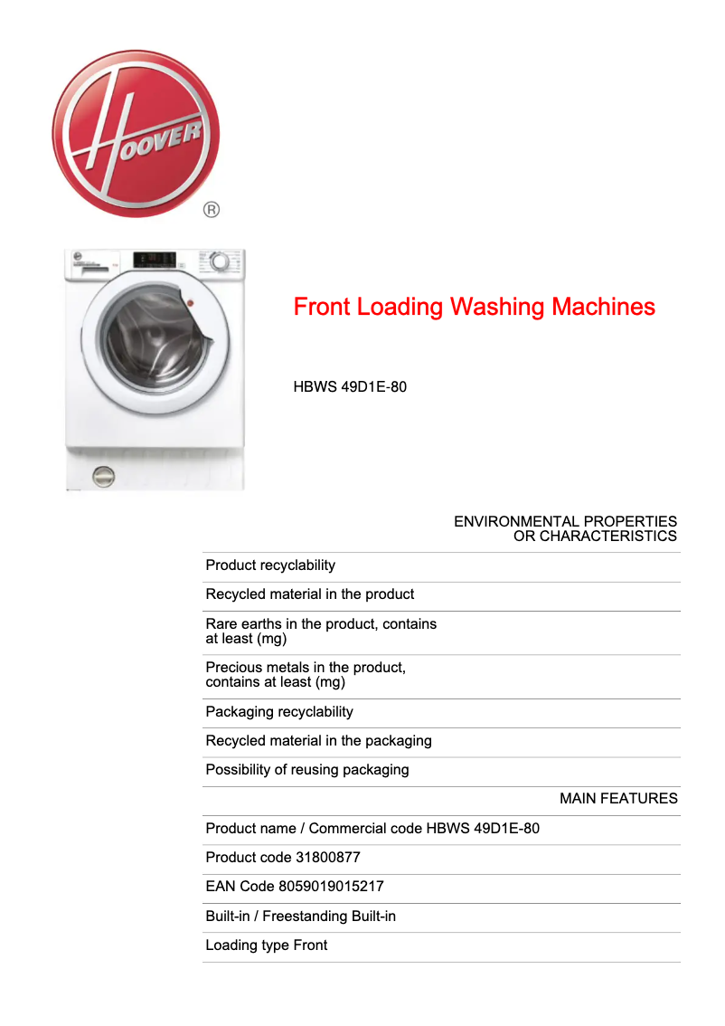 Image de la première page du manuel de l'appareil H-WASH 300 LITE HBWS 49D1E-80