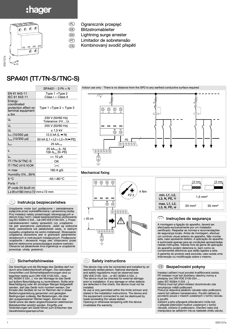 Page 1 de la notice Manuel utilisateur Hager SPA401