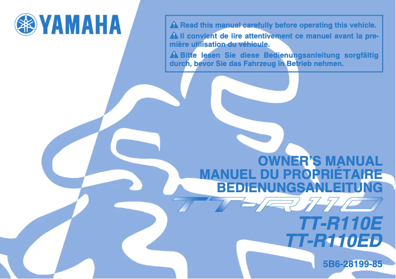 Page 1 de la notice Manuel utilisateur Yamaha TT-R110ED